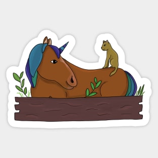 Unicorn and cat Sticker